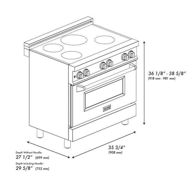 ZLINE 36" 4.0 cu. ft. Induction Range with a 4 Element Stove and Electric Oven Bed Bath